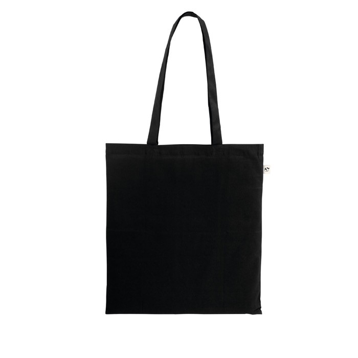 Bolsa de la compra de algodón orgánico con asas largas 140 g/m2 color negro Bolsa de la compra de algodón orgánico con asas largas 140 g/m2 color negro