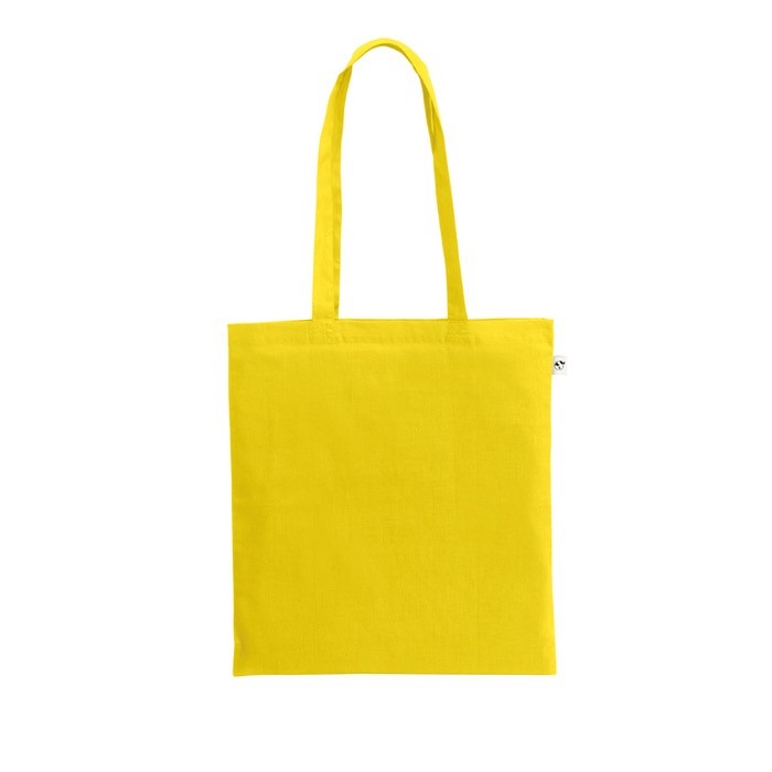 Bolsa de la compra de algodón orgánico con asas largas 140 g/m2 color amarillo Bolsa de la compra de algodón orgánico con asas largas 140 g/m2 color amarillo