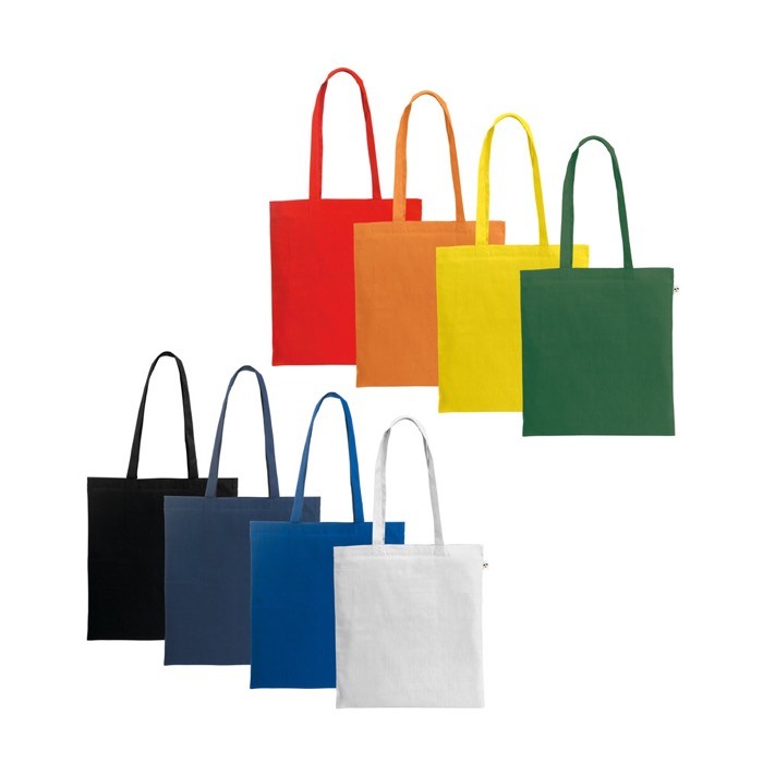 Bolsa de la compra de algodón orgánico con asas largas 140 g/m2 varios colores Bolsa de la compra de algodón orgánico con asas largas 140 g/m2 varios colores