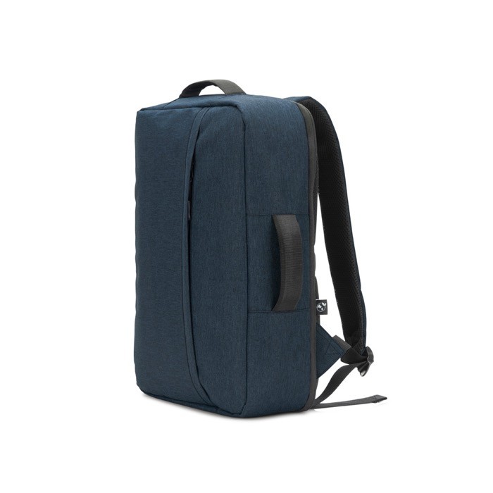 Mochila compacta de poliéster reciclado con asa de trolley 15,6” color azul sexta vista Mochila compacta de poliéster reciclado con asa de trolley 15,6” color azul sexta vista
