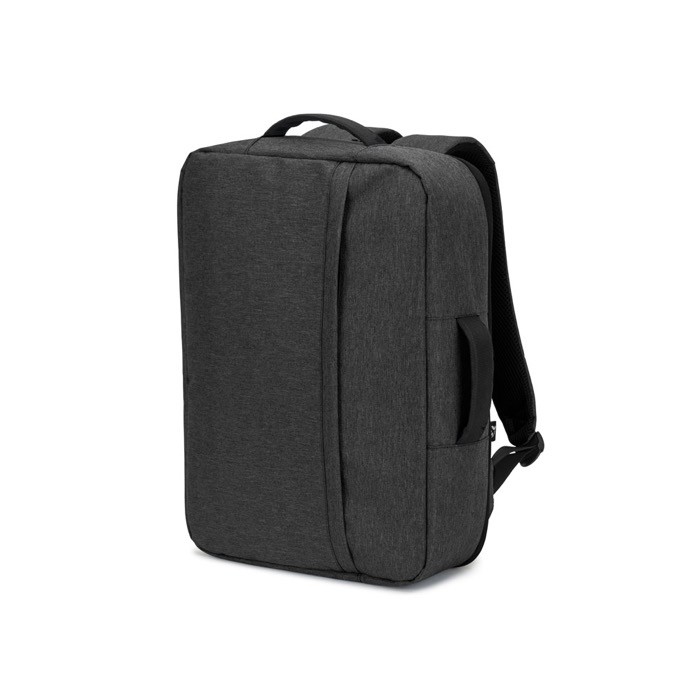 Mochila compacta de poliéster reciclado con asa de trolley 15,6” color gris oscuro Mochila compacta de poliéster reciclado con asa de trolley 15,6” color gris oscuro