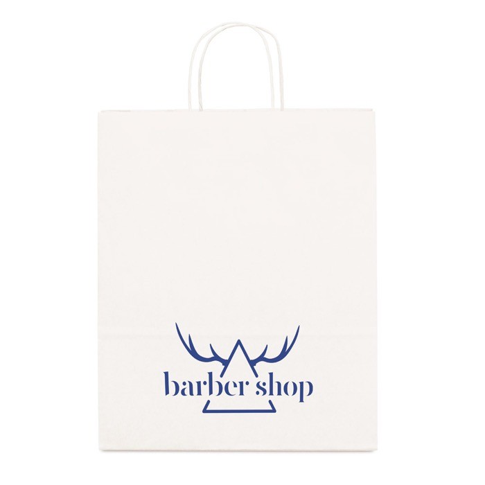 Bolsa grande  de cartón blanco color blanco con logo