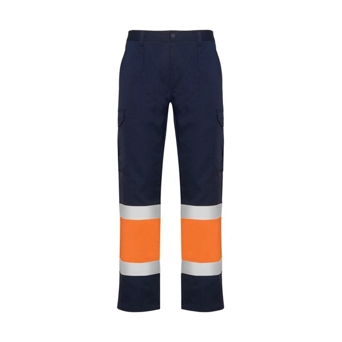Pantalón laboral alta visibilidad con bolsillos 200 g/m2 Roly Naos color naranja fluorescente segunda vista