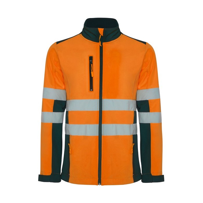 Chaqueta laboral softshell de alta visibilidad 320 g/m2 Roly Antares color naranja fluorescente segunda vista