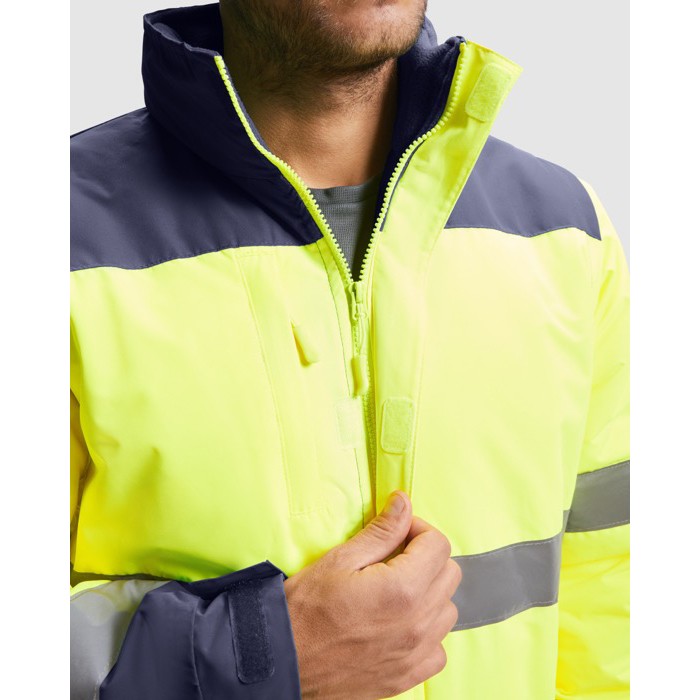 Parka laboral de alta visibilidad impermeable 400 g/m2 Roly Epsylon color amarillo fluorescente vista detalle 2