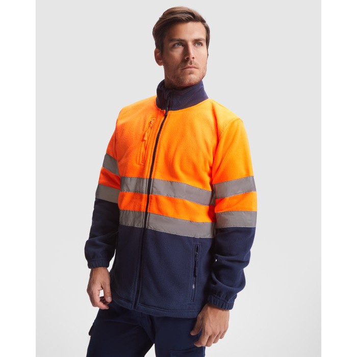 Chaqueta polar laboral de alta visibilidad 300 g/m2 Roly Altair color naranja fluorescente primera vista de uso