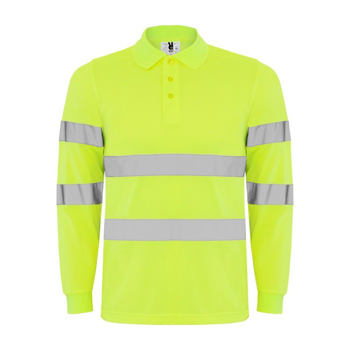 Polo laboral técnico de manga larga 170 g/m2 Roly Polaris L/S color amarillo fluorescente segunda vista