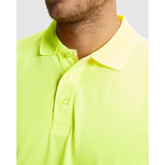 Polo laboral técnico de manga larga 170 g/m2 Roly Polaris L/S color amarillo fluorescente vista detalle 1