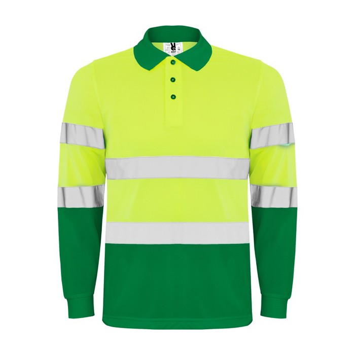 Polo laboral técnico de manga larga 170 g/m2 Roly Polaris L/S color verde segunda vista