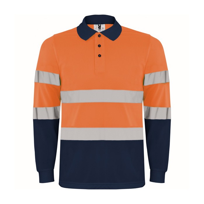 Polo laboral técnico de manga larga 170 g/m2 Roly Polaris L/S color naranja fluorescente segunda vista