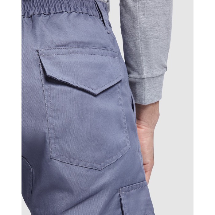 Pantalón laboral largo de alta visIbilidad 240 g/m2 Roly Daily HV color gris topo vista detalle 2