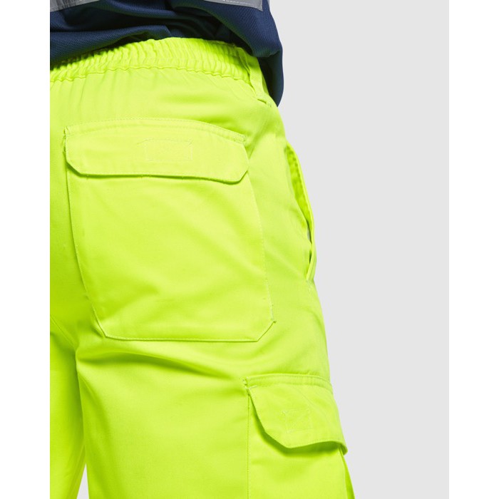Pantalón laboral de alta visibilidad 235 g/m2 Roly Alfa color amarillo fluorescente vista detalle 1