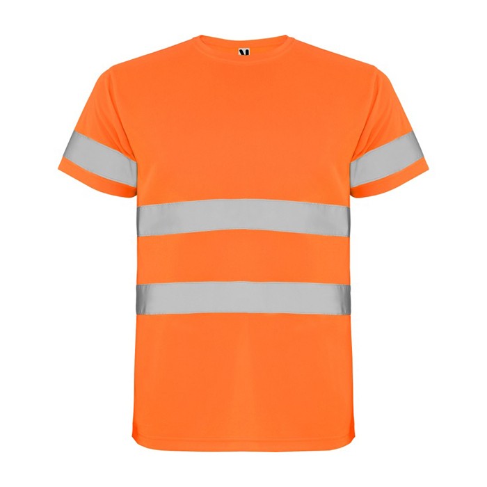 Camiseta técnica laboral de alta visibilidad 130 g/m2 Roly Delta color naranja fluorescente segunda vista