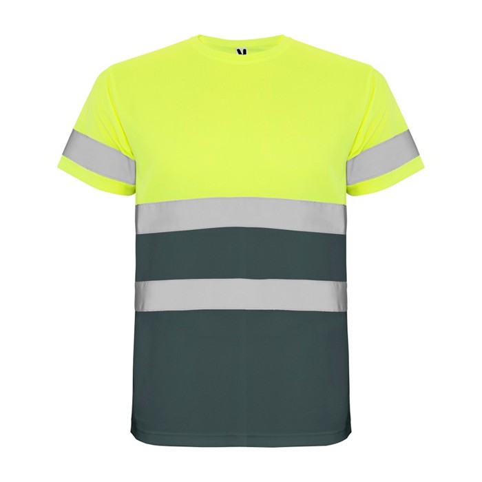 Camiseta técnica laboral de alta visibilidad 130 g/m2 Roly Delta color gris topo segunda vista