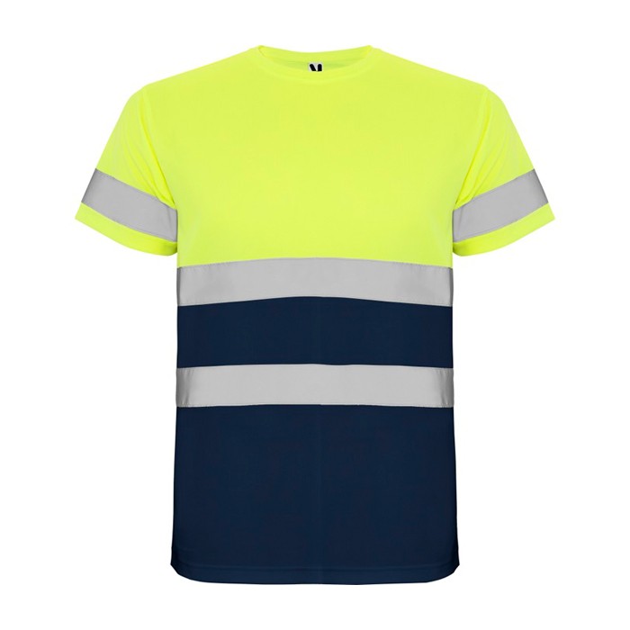 Camiseta técnica laboral de alta visibilidad 130 g/m2 Roly Delta color azul marino segunda vista