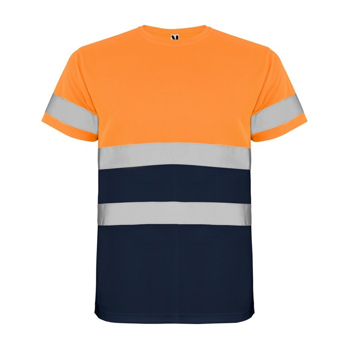 Camiseta técnica laboral de alta visibilidad 130 g/m2 Roly Delta color naranja segunda vista