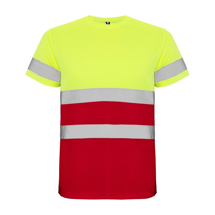 Camiseta técnica laboral de alta visibilidad 130 g/m2 Roly Delta color rojo segunda vista