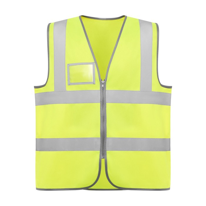 Chaleco de alta visibilidad con bolsillo y cremallera de poliéster Roly Polux color amarillo fluorescente segunda vista