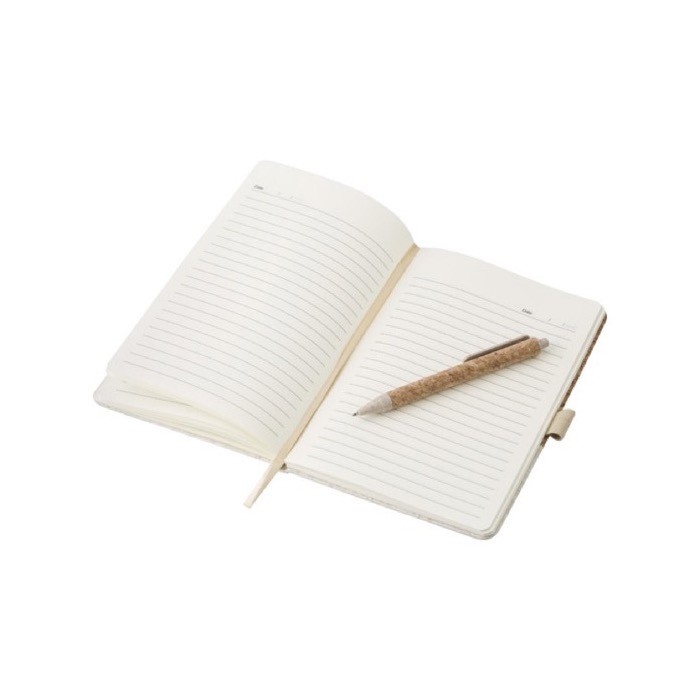 Cuaderno de corcho y lino con boli color marrón sexta vista Cuaderno de corcho y lino con boli color marrón sexta vista