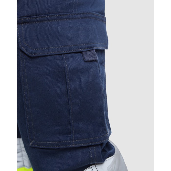 Pantalón laboral de alta visibilidad 250 g/m2 Roly Daily Stretch HV color amarillo fluorescente vista detalle 1