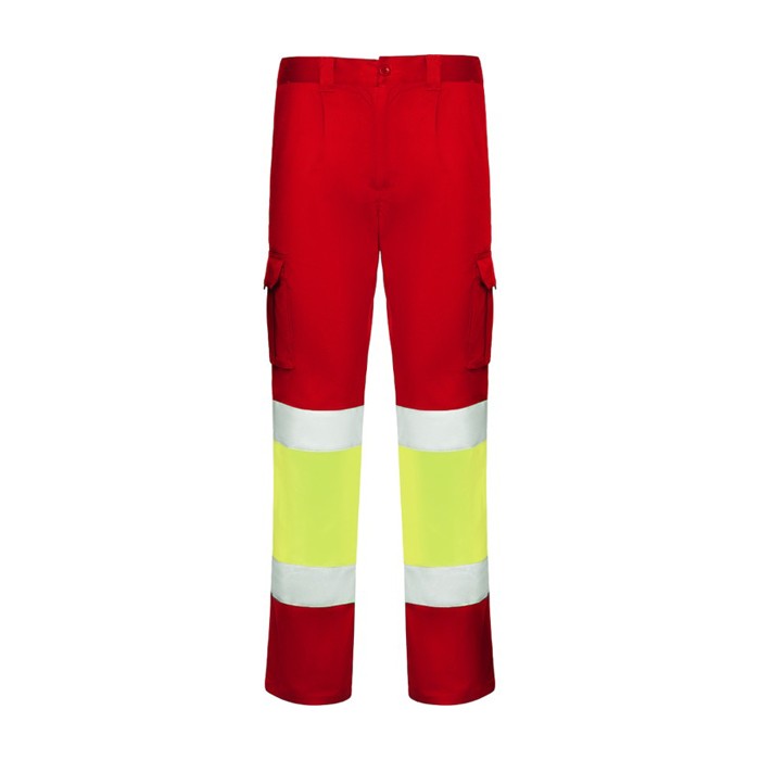 Pantalón laboral de alta visibilidad 250 g/m2 Roly Daily Stretch HV color rojo segunda vista