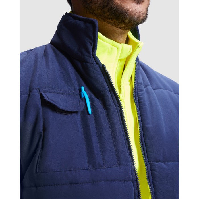 Chaleco laboral reversible alta visibilidad 450 g/m2 Roly Persei color amarillo fluorescente vista detalle 3