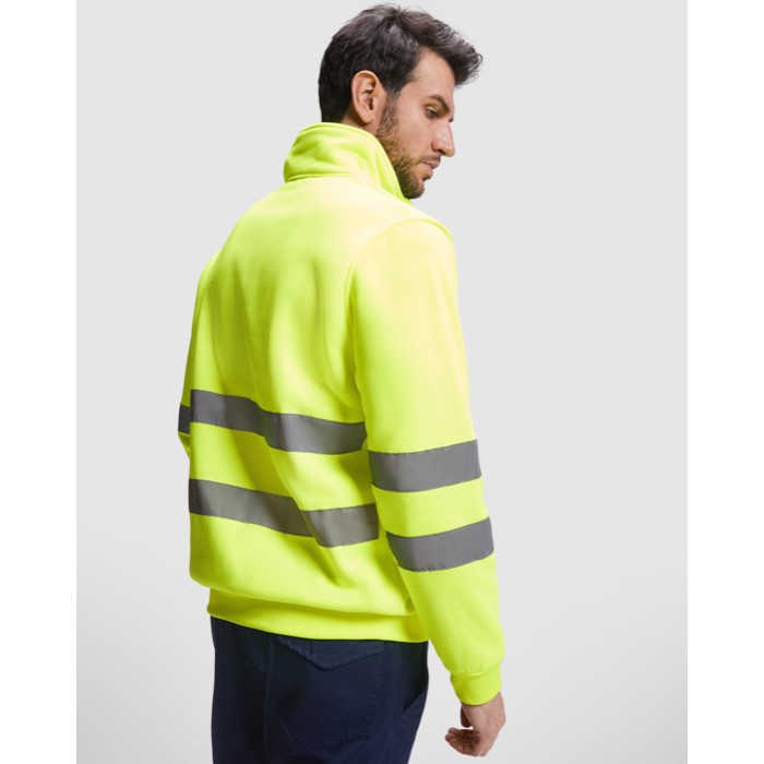 Sudadera laboral alta visibilidad de felpa 280 g/m2 Roly Spica color amarillo fluorescente vista detalle 1