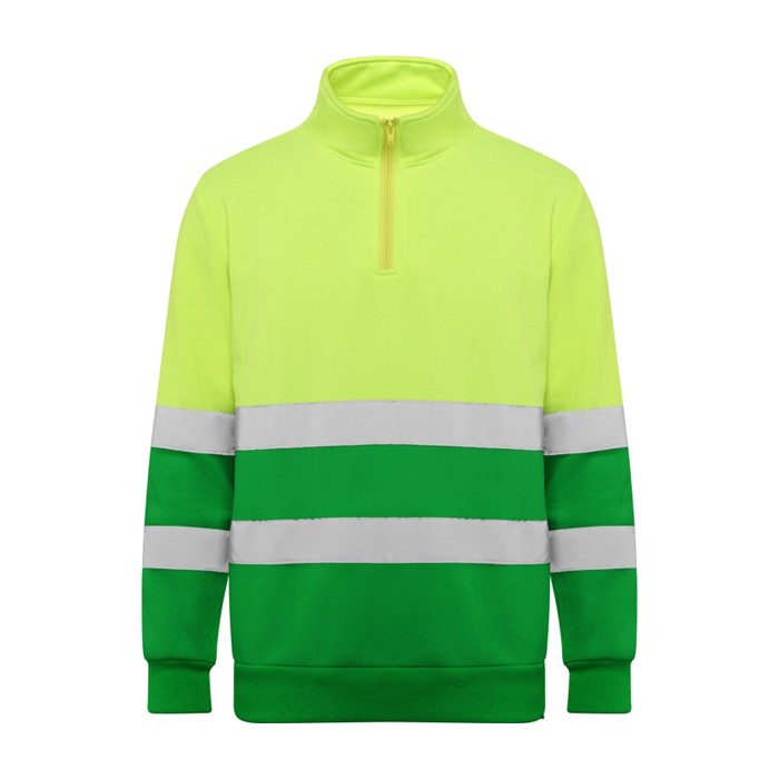 Sudadera laboral alta visibilidad de felpa 280 g/m2 Roly Spica color verde segunda vista