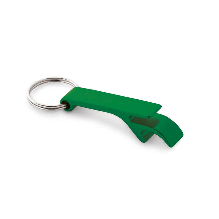 Elegante llavero abridor personalizado de metal color verde Elegante llavero abridor personalizado de metal color verde