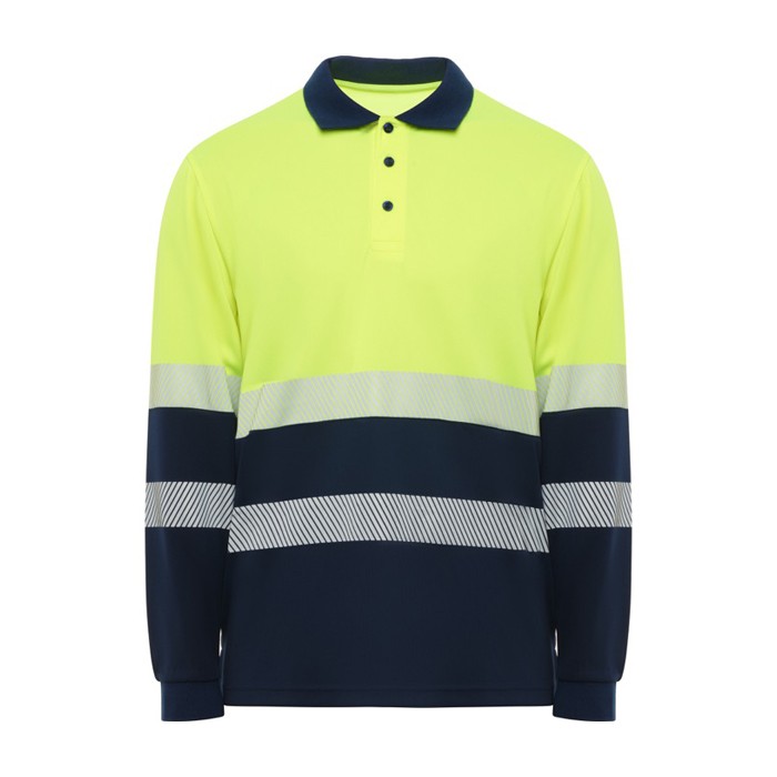 Polo laboral técnico alta visibilidad manga larga 170 g/m2 Roly Vega LS color amarillo fluorescente segunda vista