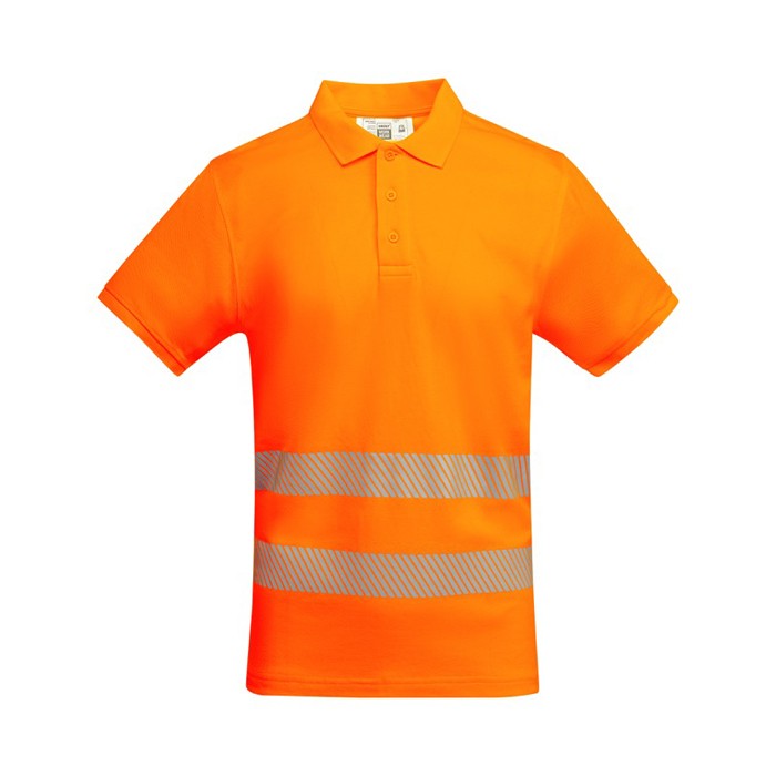 Polo laboral con alta visibilidad manga corta 170 g/m2 Roly Atrio color naranja fluorescente segunda vista