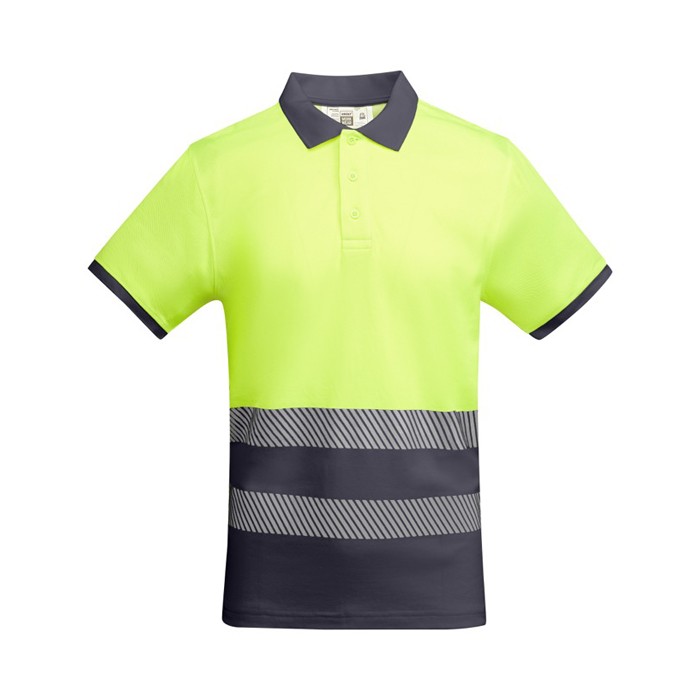 Polo laboral con alta visibilidad manga corta 170 g/m2 Roly Atrio color gris topo segunda vista