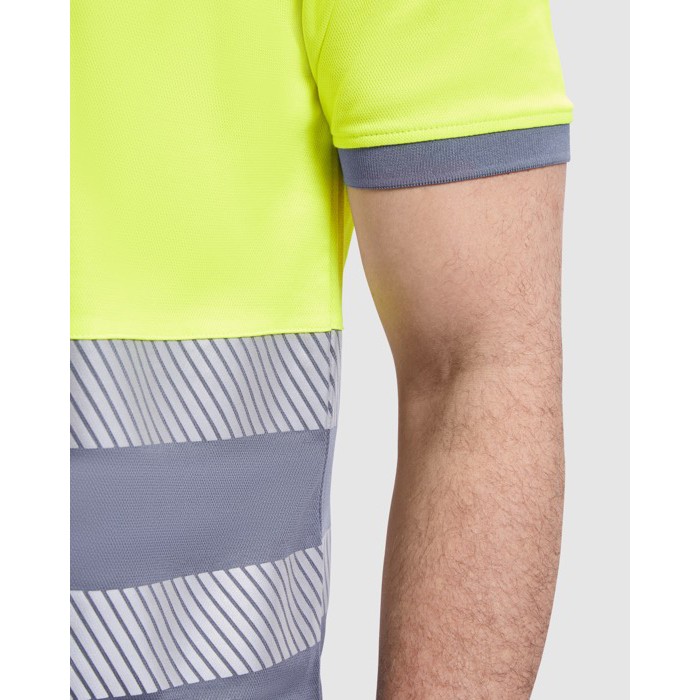 Polo laboral con alta visibilidad manga corta 170 g/m2 Roly Atrio color naranja fluorescente vista detalle 1