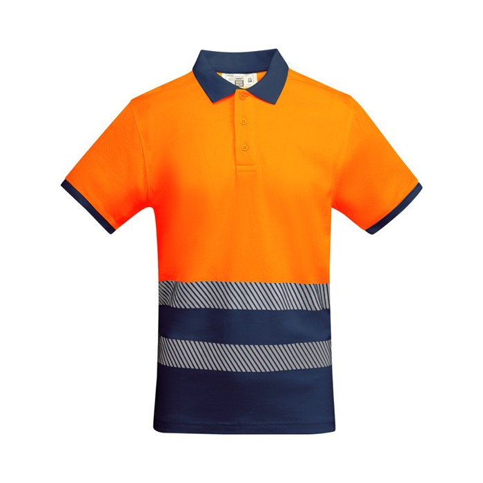 Polo laboral con alta visibilidad manga corta 170 g/m2 Roly Atrio color naranja segunda vista
