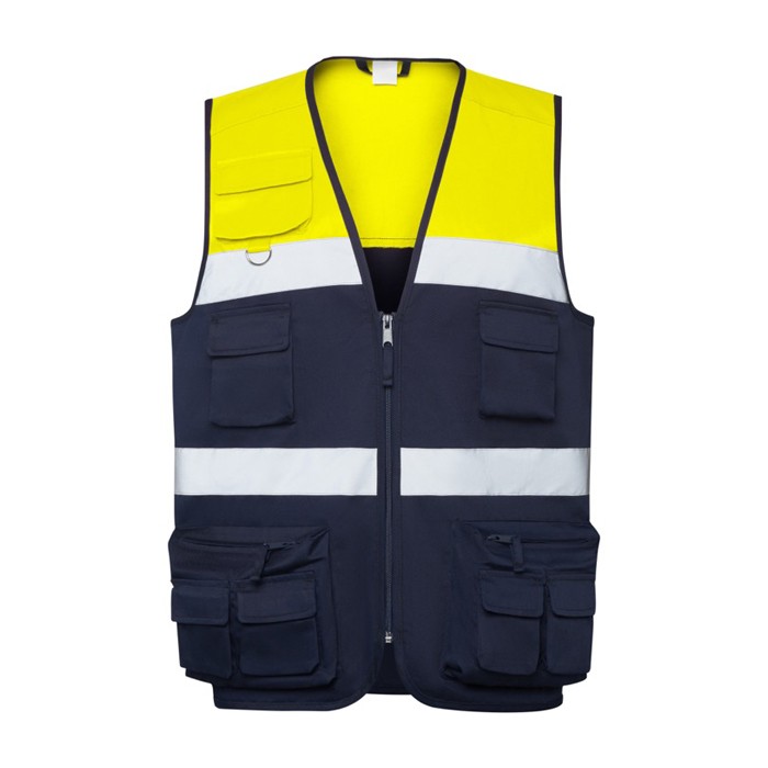 Chaleco laboral alta visibilidad multibolsillos 200 g/m2 Roly Beta color amarillo fluorescente segunda vista