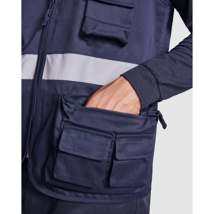 Chaleco laboral alta visibilidad multibolsillos 200 g/m2 Roly Beta color naranja fluorescente vista detalle 1