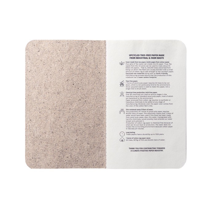 Cuaderno tapa flexible pequeño ecológico color natural tercera vista
