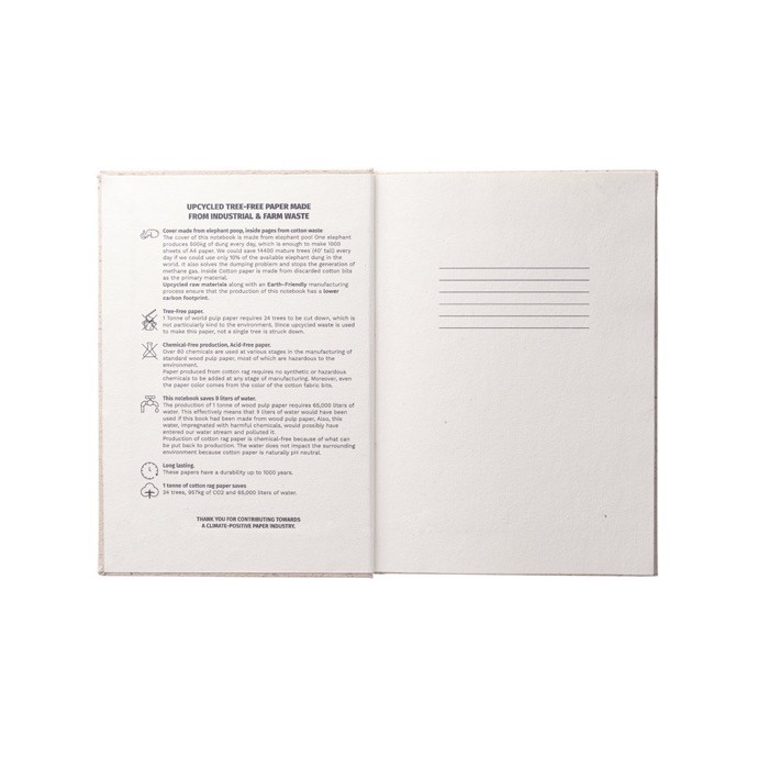 Cuaderno de tapa dura ecológico color natural tercera vista