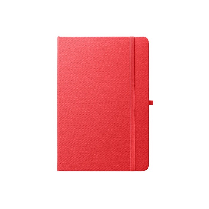 Libreta de 100% RPET y esquinas redondeadas A5 hojas a rayas color rojo primera vista Libreta de 100% RPET y esquinas redondeadas A5 hojas a rayas color rojo primera vista