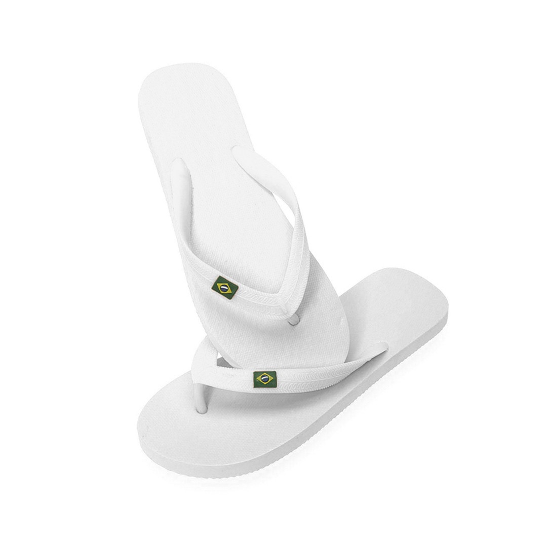 Chanclas con logo y con la bandera de Brasil Brasileiras color blanco primera vista