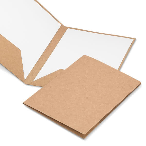 Portafolios publicitario de cartón A4 color marfil vista productos