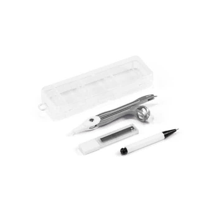 Estuche con compás para dibujar color blanco Estuche con compás para dibujar color blanco