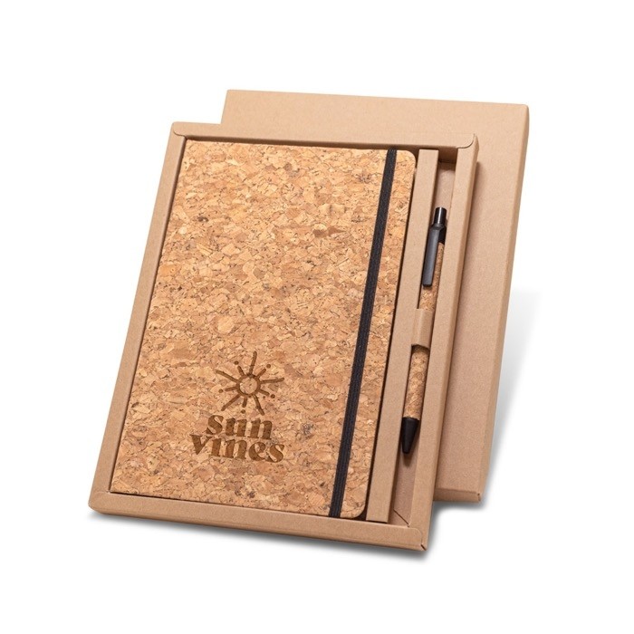 Kit de libreta y bolígrafo de corcho vista octava Kit de libreta y bolígrafo de corcho vista octava