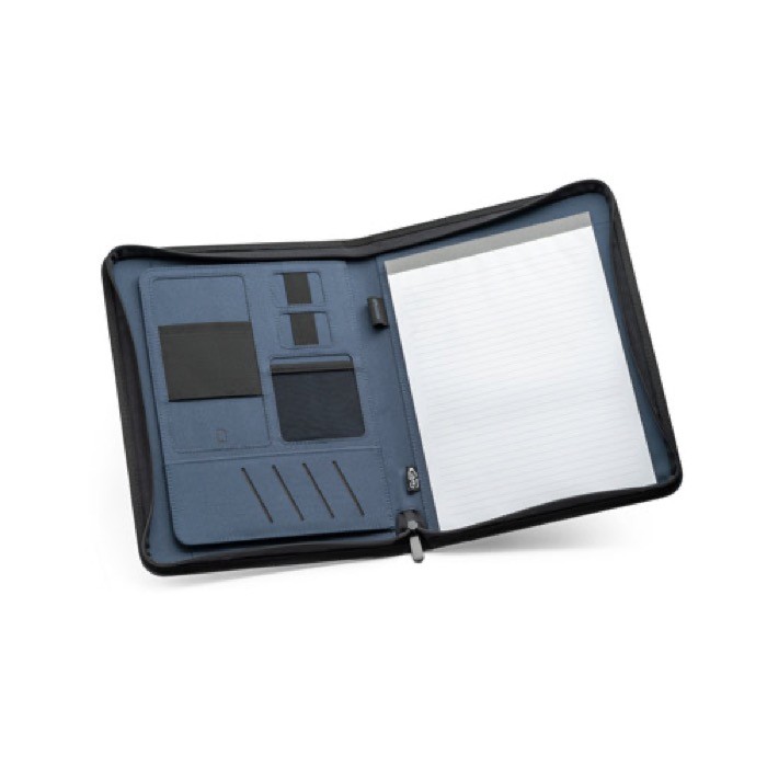 Carpeta portafolios con compartimentos color azul tercera vista Carpeta portafolios con compartimentos color azul tercera vista