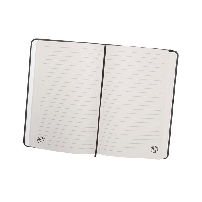 Cuaderno de tapa dura parcialmente reciclado A5 hojas a rayas color negro primera vista