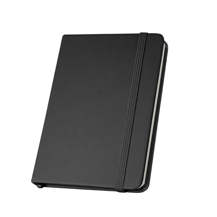 Cuaderno de tapa dura parcialmente reciclado A5 hojas a rayas color negro