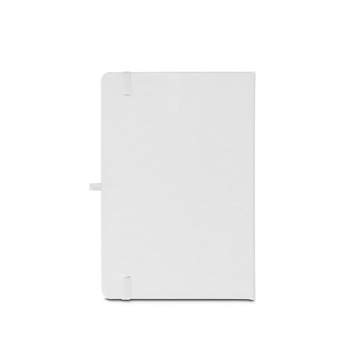 Libreta eco en poliéster reciclado con portaboli A5 hojas a rayas color blanco segunda vista Libreta eco en poliéster reciclado con portaboli A5 hojas a rayas color blanco segunda vista