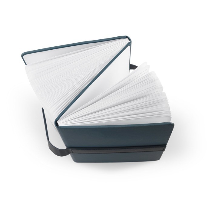 Bloc de notas en PU reciclado A5 hojas a rayas y hojas lisas color azul sexta vista Bloc de notas en PU reciclado A5 hojas a rayas y hojas lisas color azul sexta vista