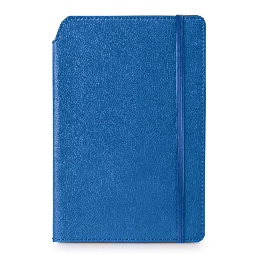 Libretas A5 con soporte para bolígrafo color azul tercera vista