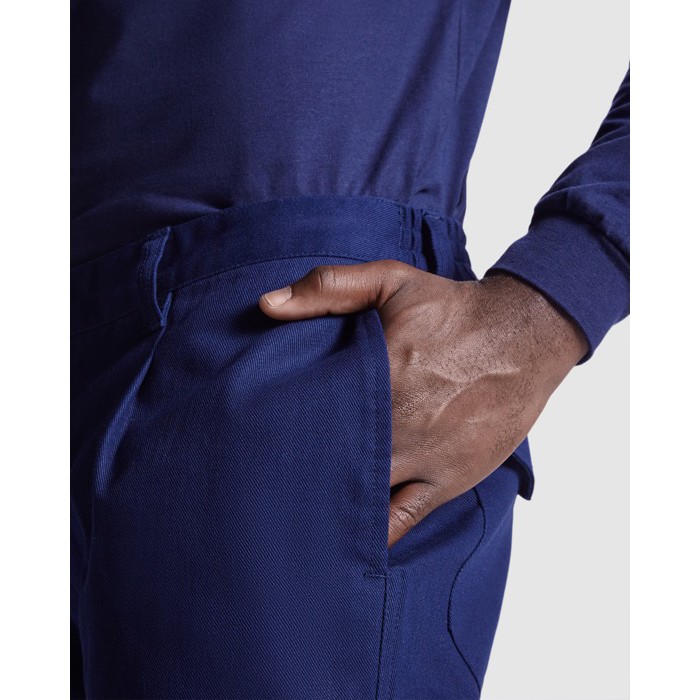 Pantalón laboral ignífugo de algodón y fibra de carbono 360 g/m2 Roly Ranger color azul marino vista detalle 1